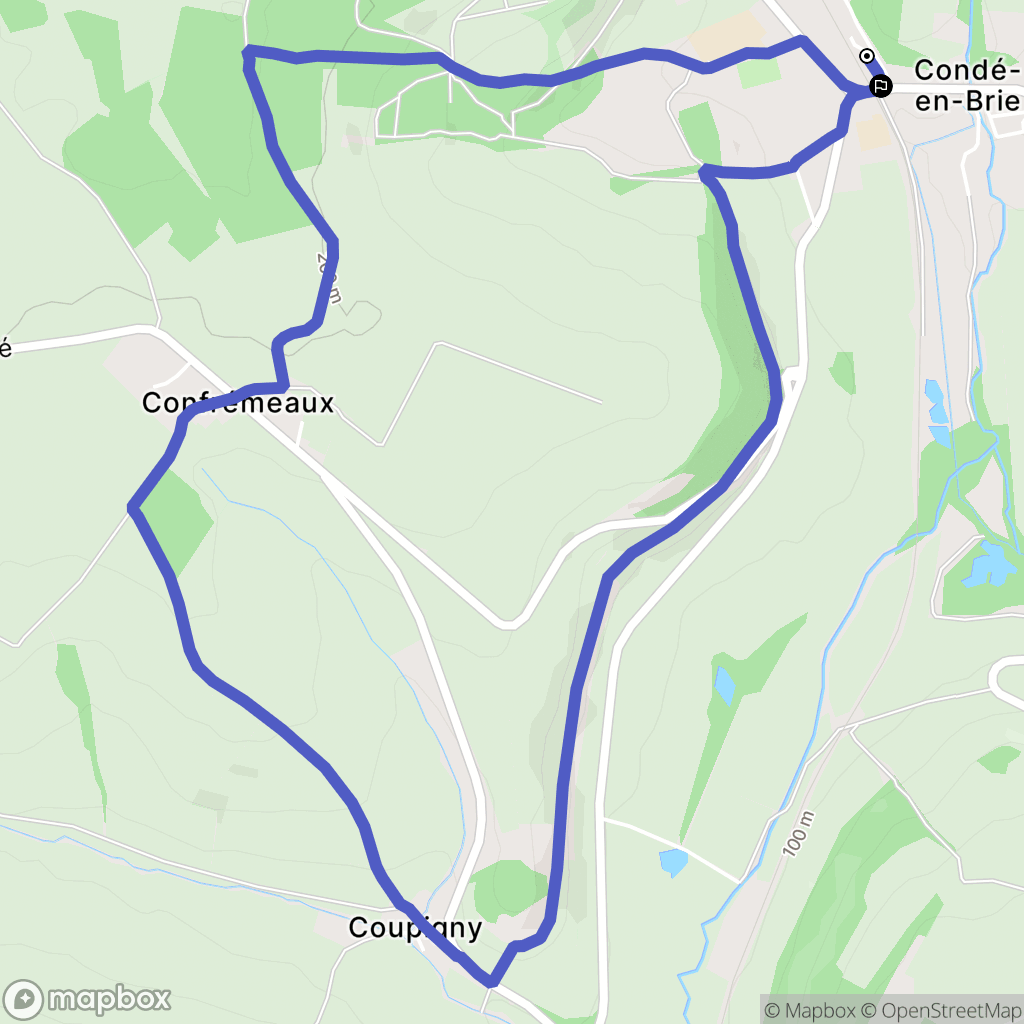 Condé-en-Brie : carte du parcours de randonnée - France