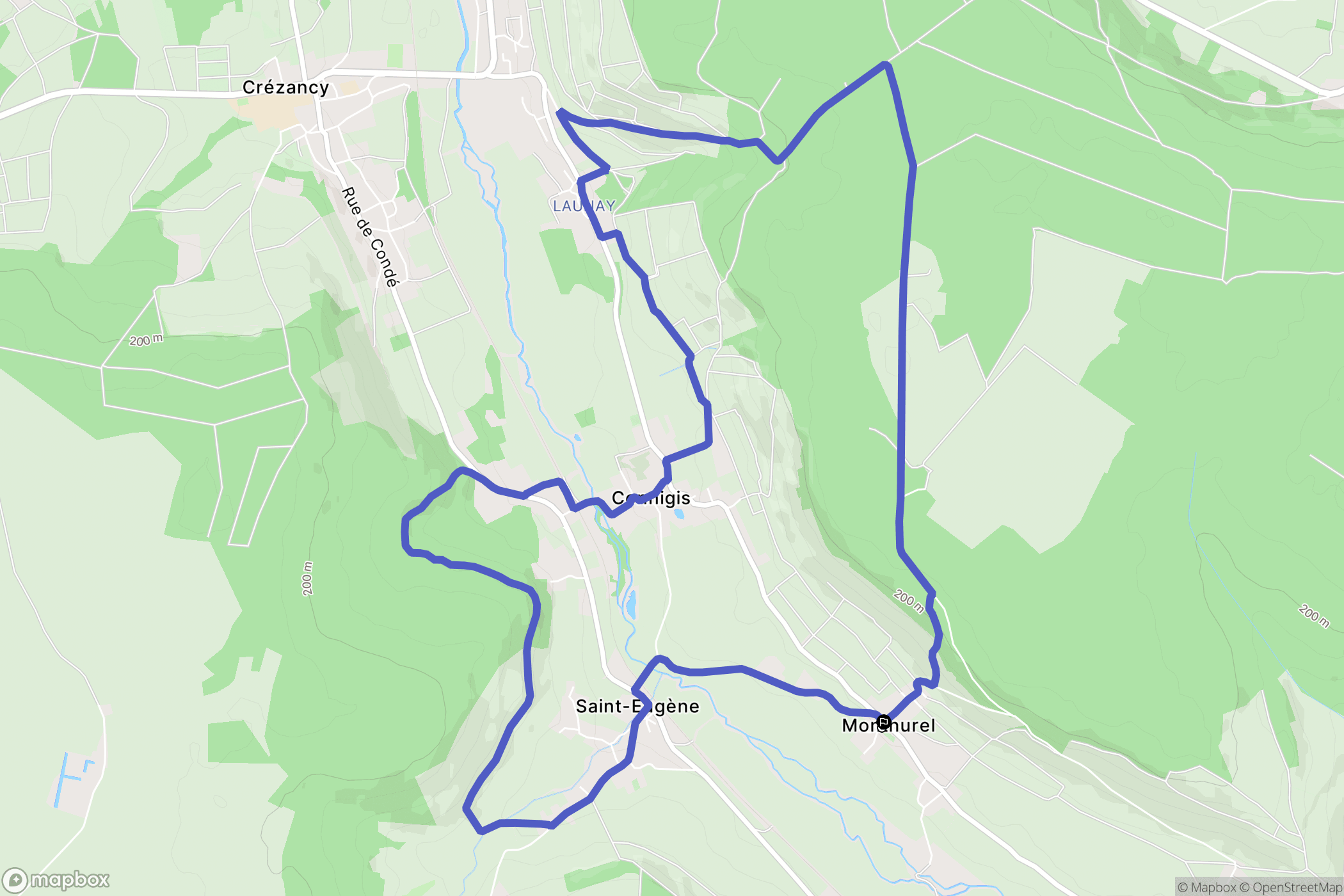 Monthurel : carte du parcours de randonnée - France