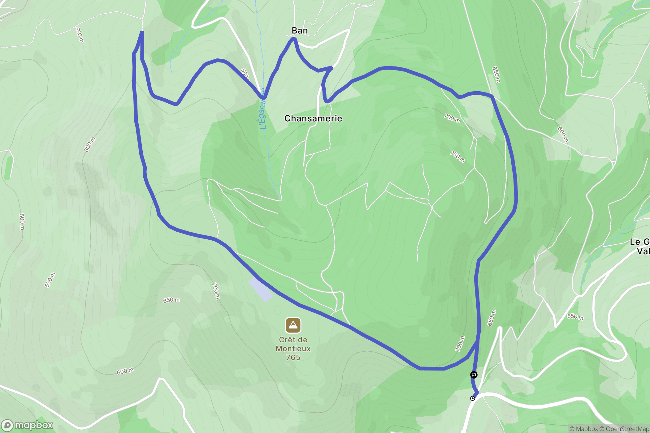 Sainte-Croix-en-Jarez : carte du parcours de randonnée - France