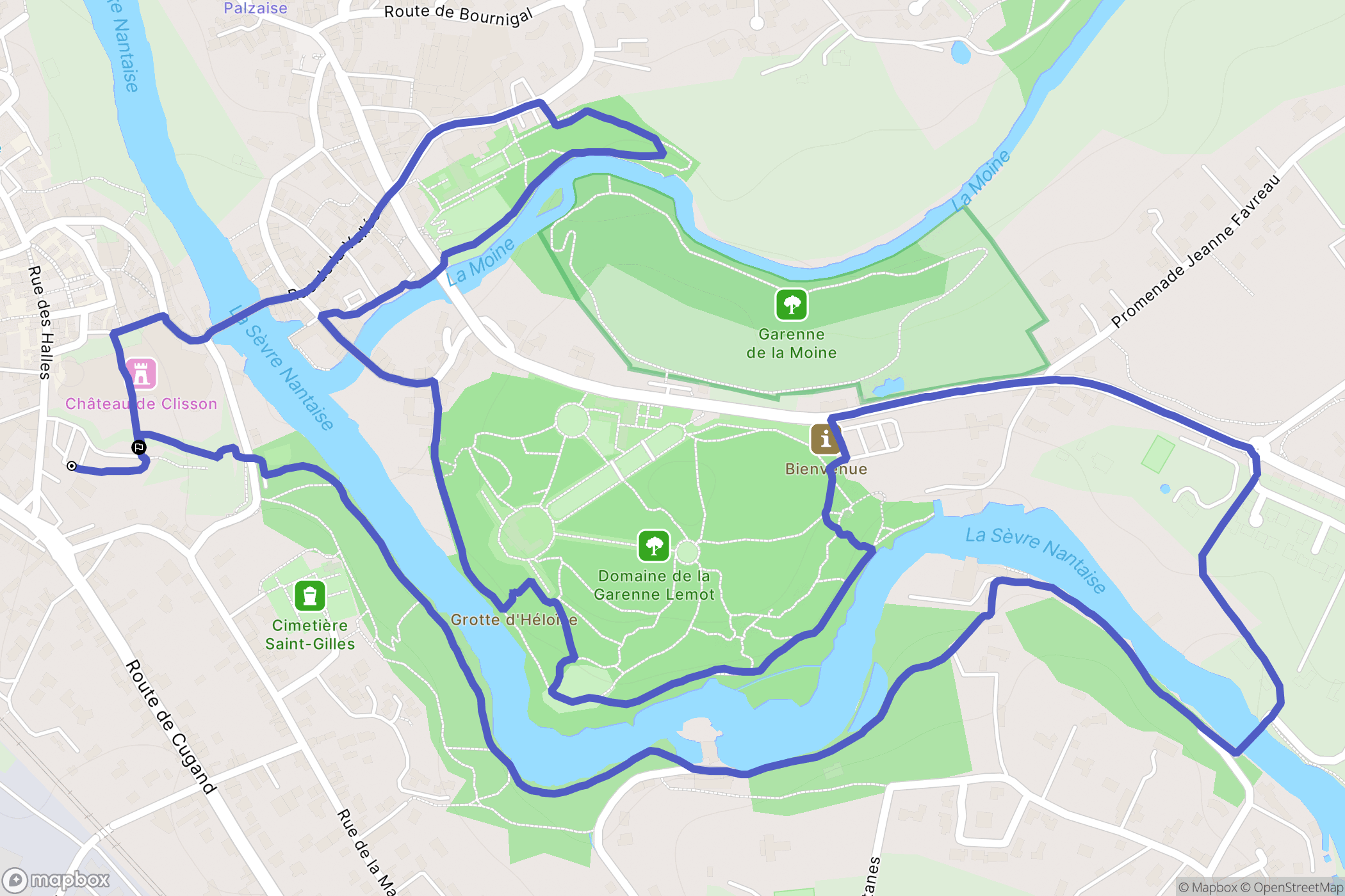 Clisson : carte du parcours de randonnée - France
