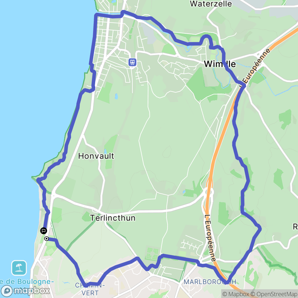 Boulogne-sur-Mer : carte du parcours de randonnée - France