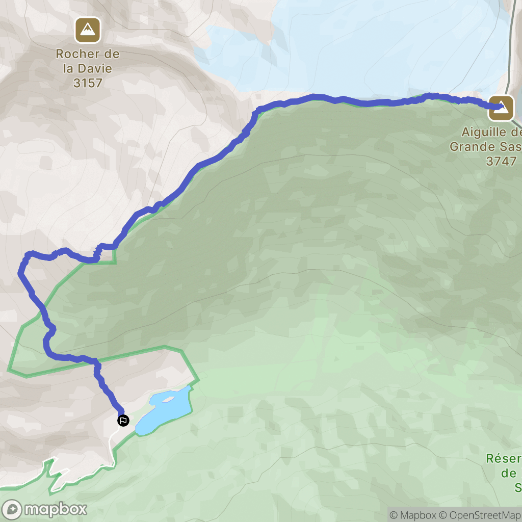 Le Saut, Tignes : carte du parcours de randonnée - France
