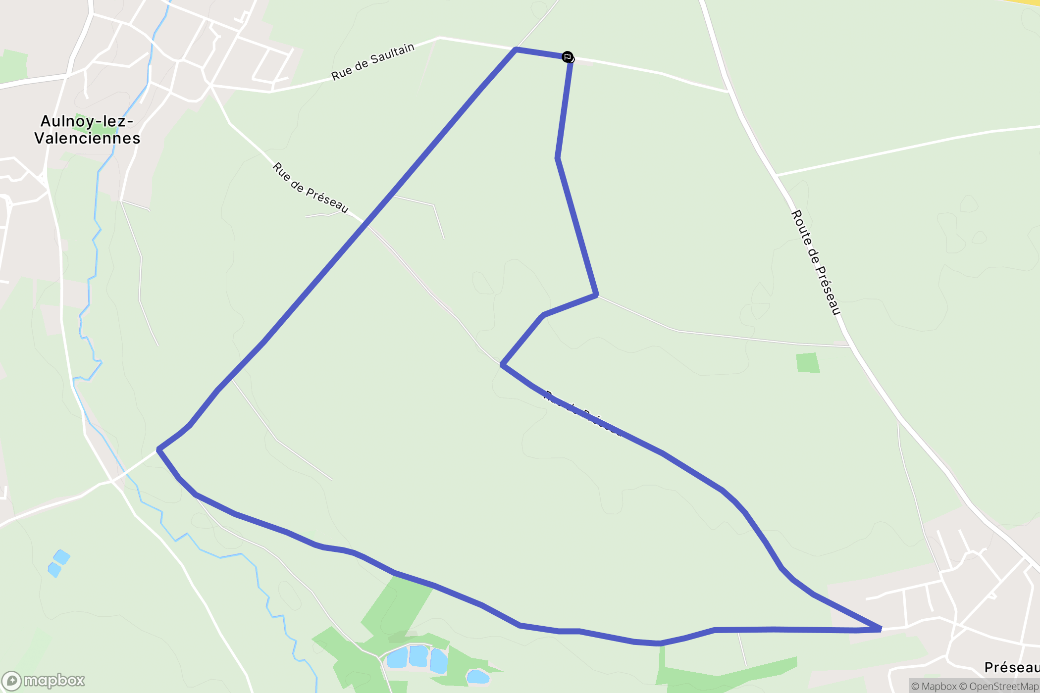 Aulnoy-Lez-Valenciennes : carte du parcours de randonnée - France