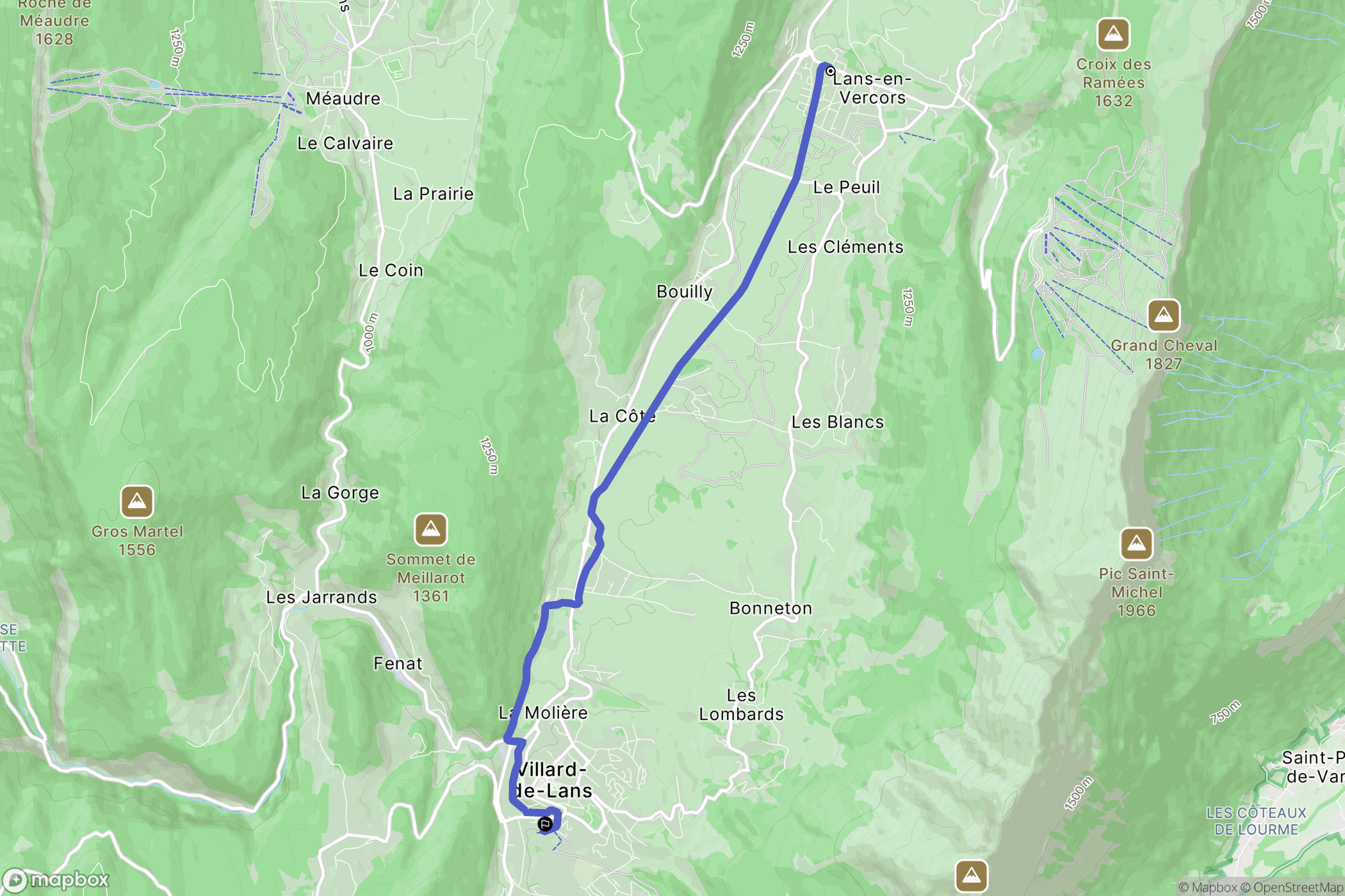 Lans-en-Vercors : carte du parcours de randonnée - France