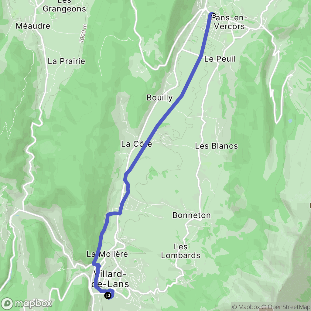 Lans-en-Vercors : carte du parcours de randonnée - France