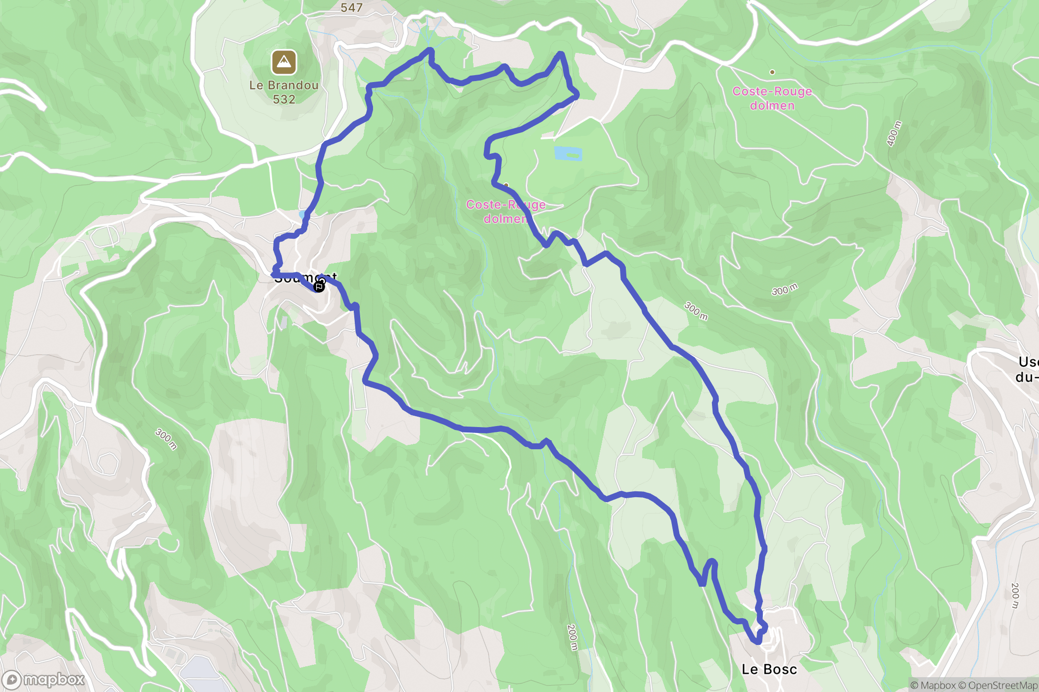 Soumont : carte du parcours de randonnée - France