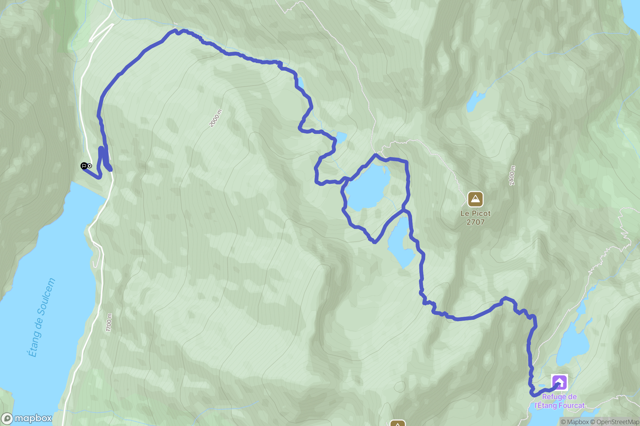 Auzat : carte du parcours de randonnée - France