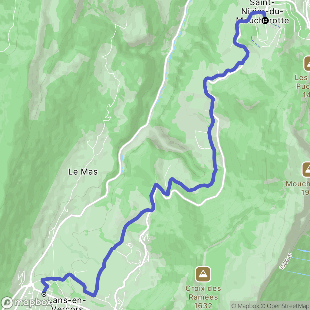Lans-en-Vercors : carte du parcours de randonnée - France