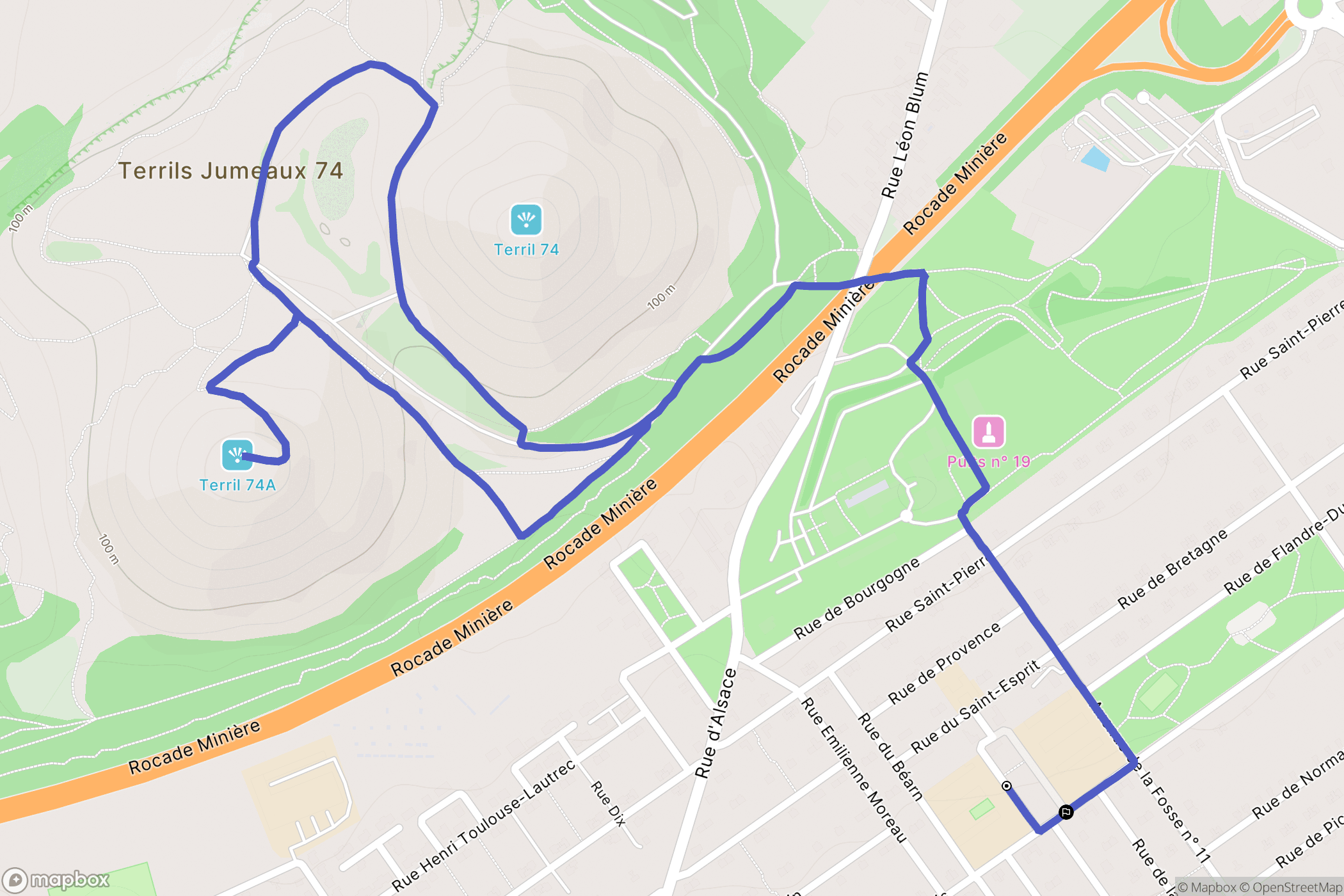 Lens : carte du parcours de randonnée - France