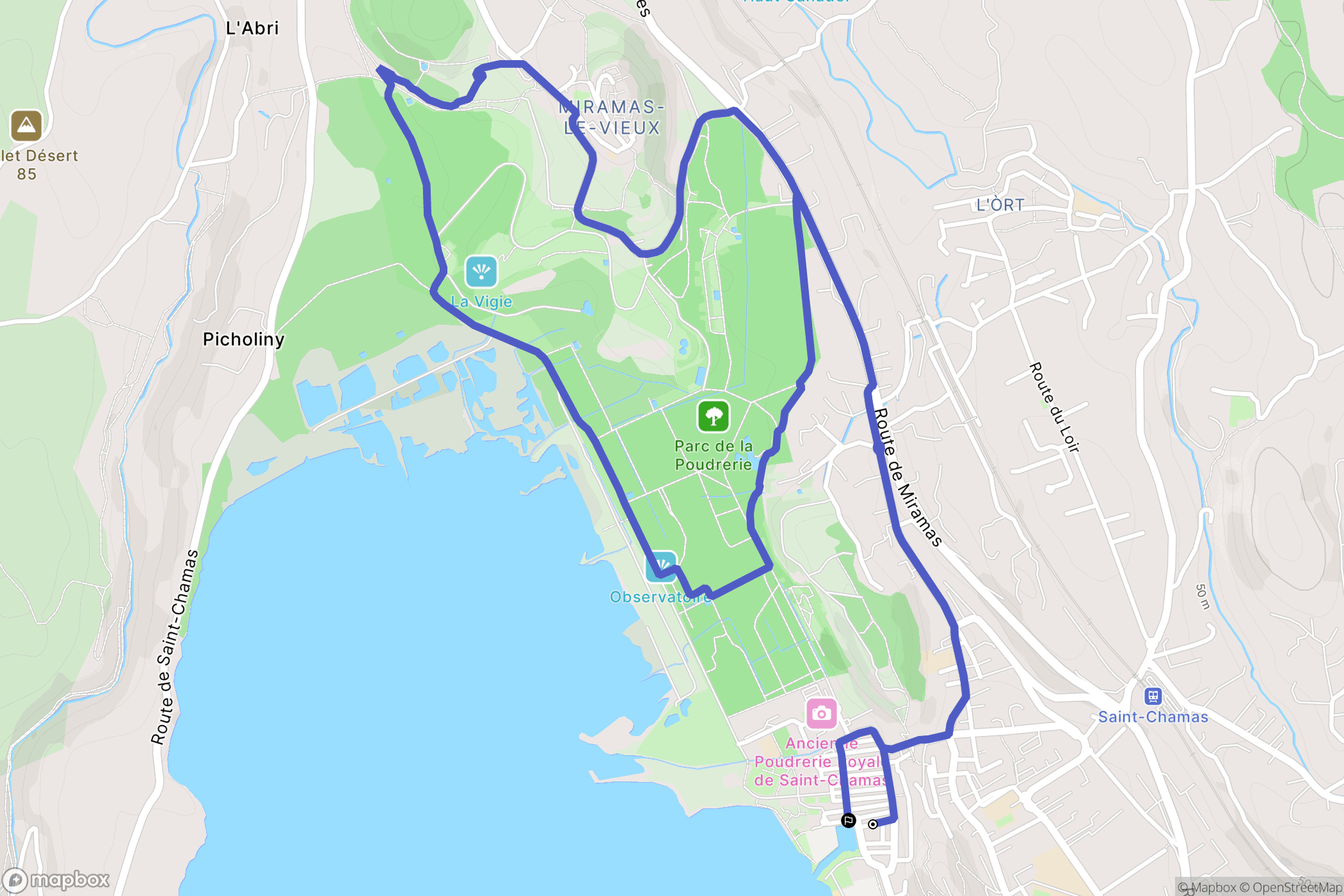 Saint-Chamas : carte du parcours de randonnée - France