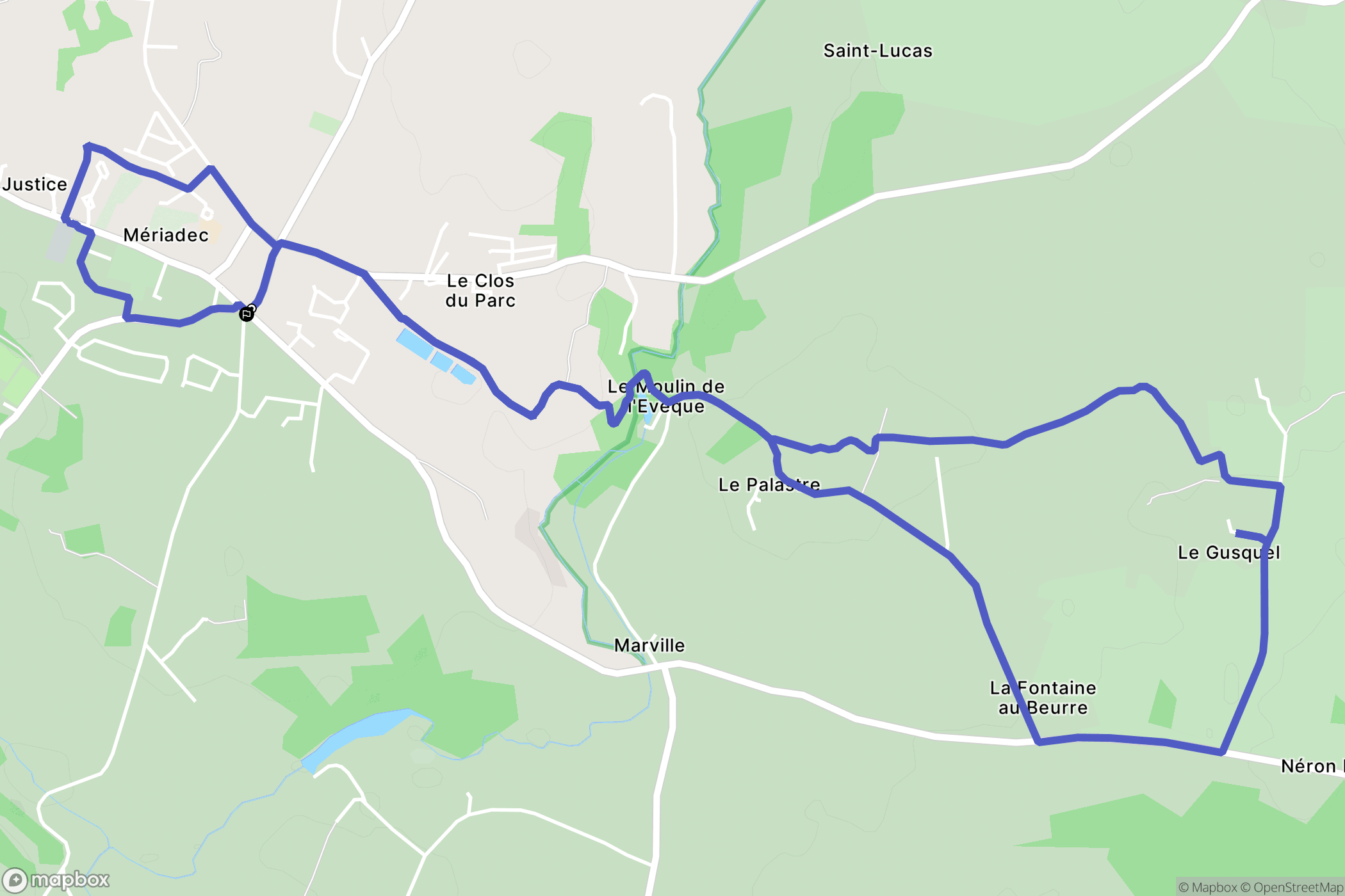 Mériadec (Plumergat) : carte du parcours de randonnée - France
