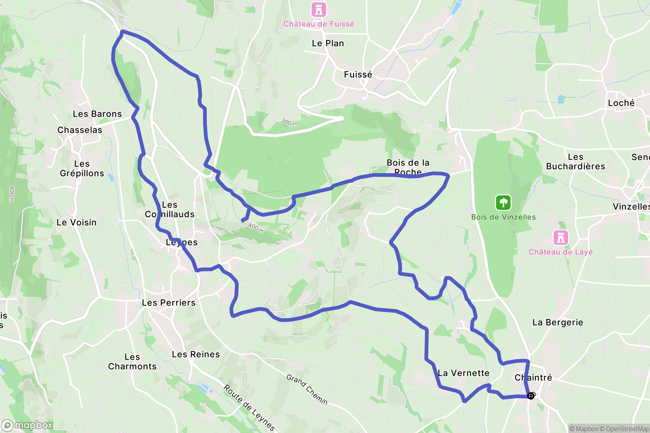 Chaintré : carte du parcours de randonnée - France