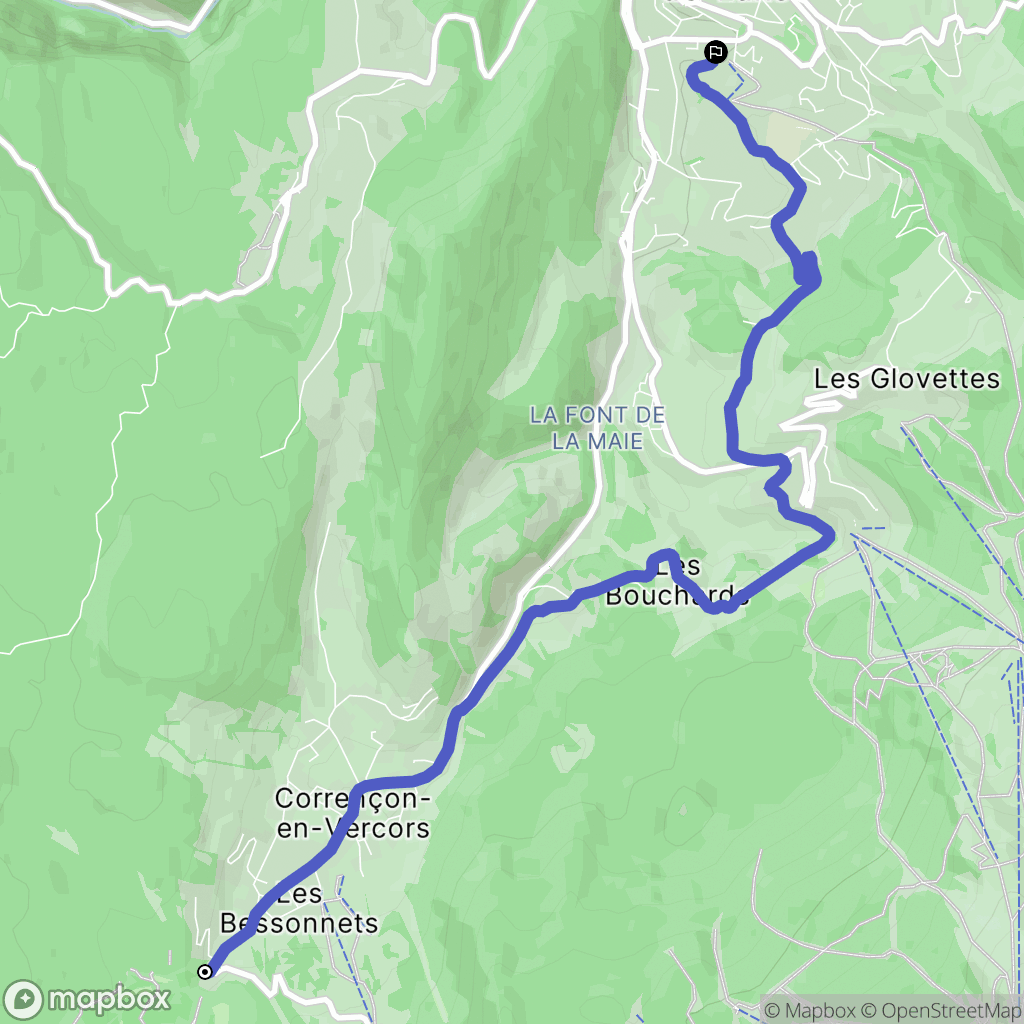 Corrençon-en-Vercors : carte du parcours de randonnée - France