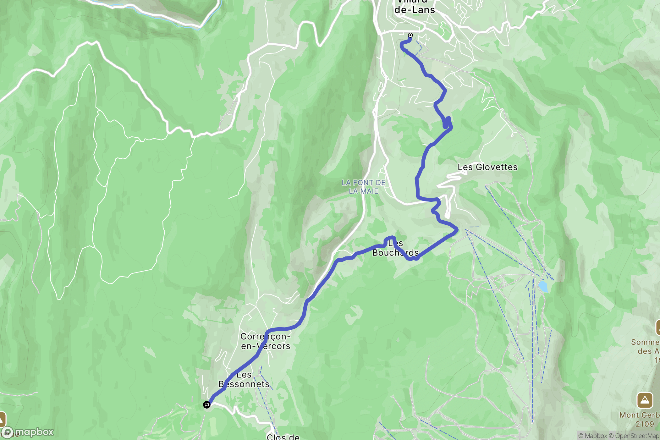Villard-de-Lans : carte du parcours de randonnée - France