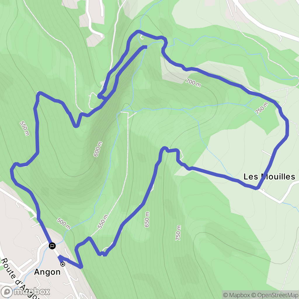 Angon : carte du parcours de randonnée - France