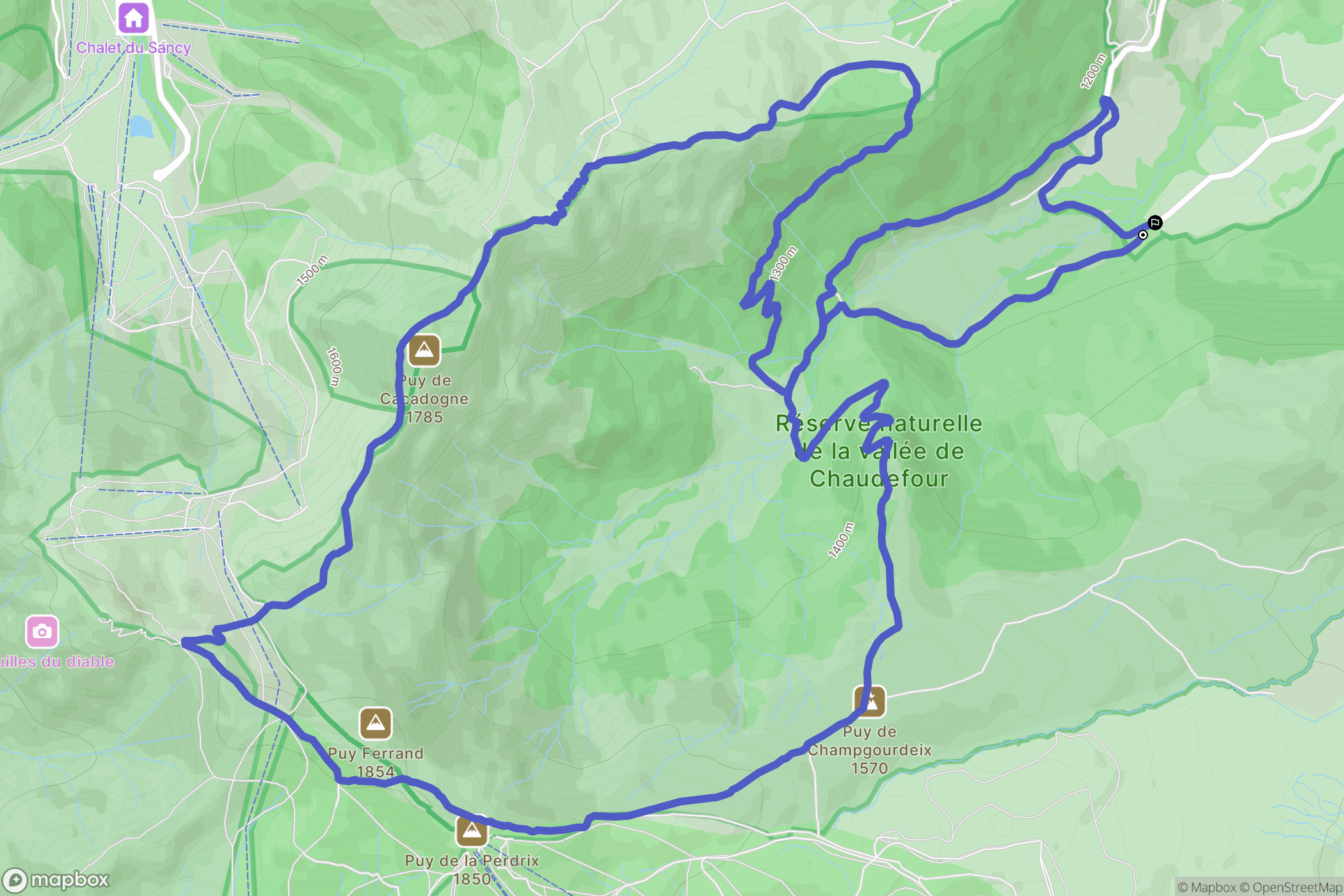 Chambon-sur-Lac : carte du parcours de randonnée - France