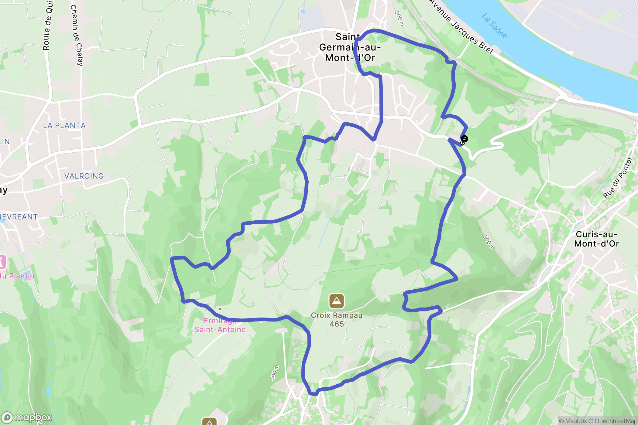 Saint-Germain-au-Mont-d'Or : carte du parcours de randonnée - France