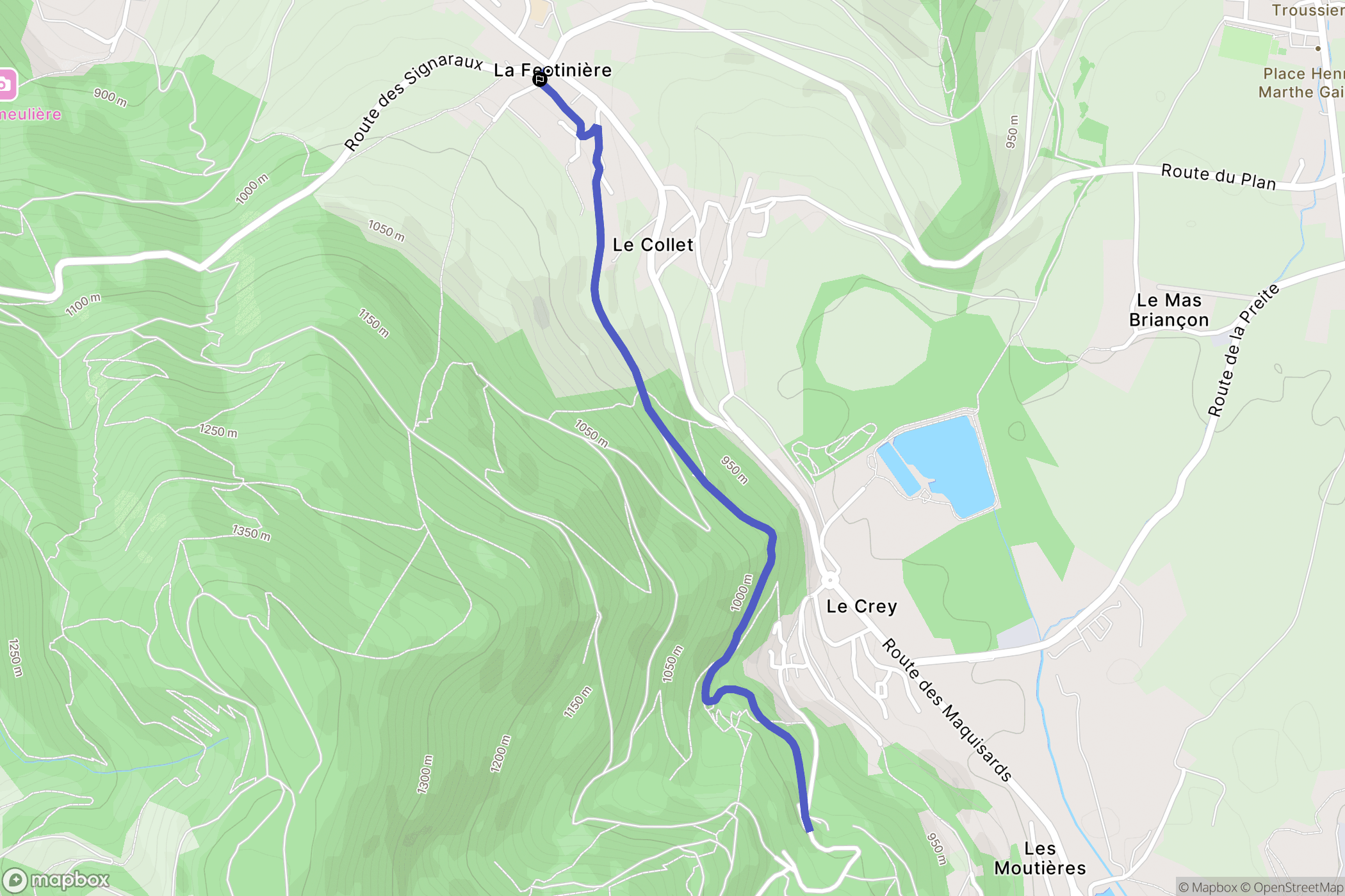 Aveillans : carte du parcours de randonnée - France