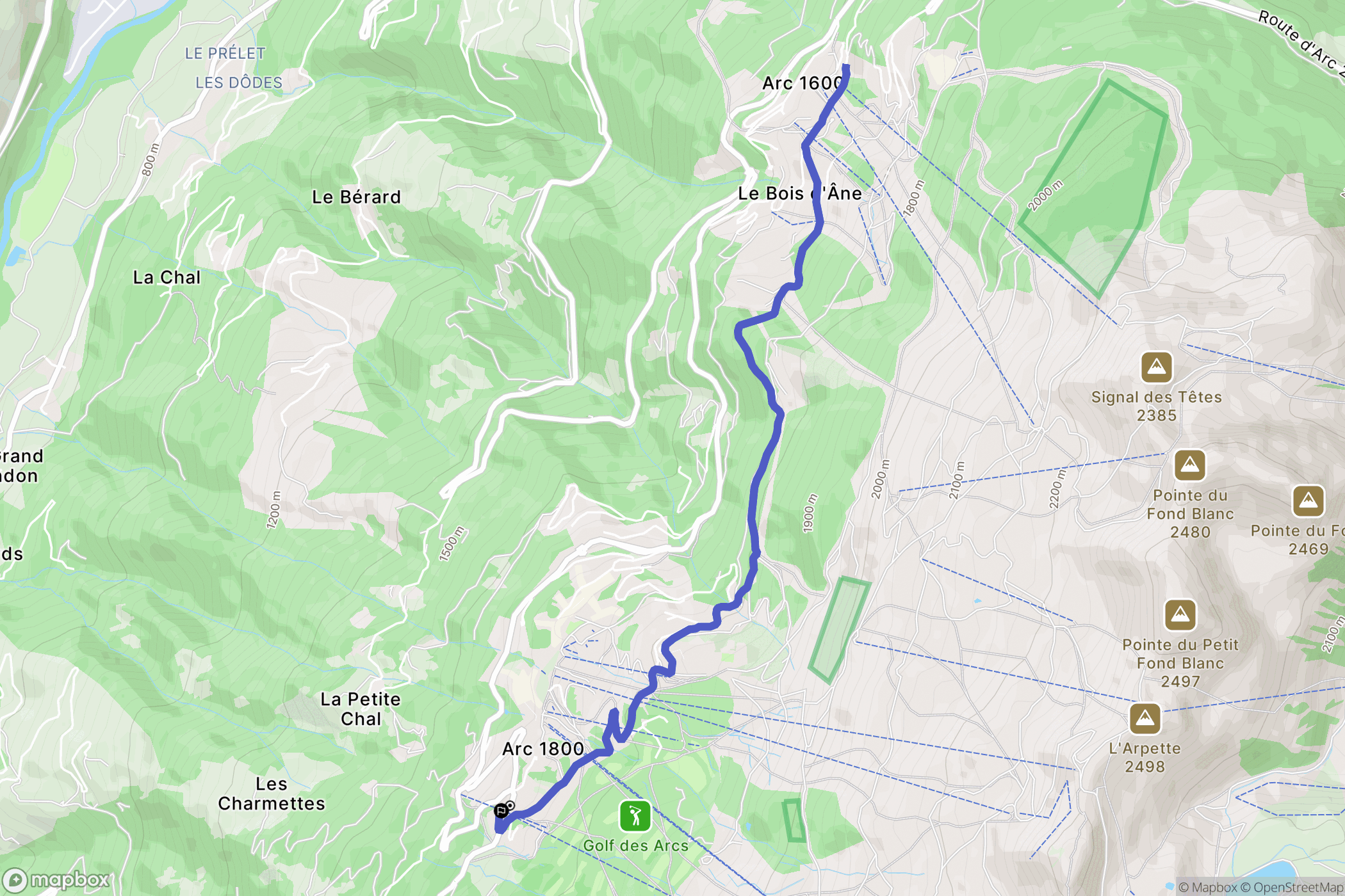 Bourg-Saint-Maurice : carte du parcours de randonnée - France