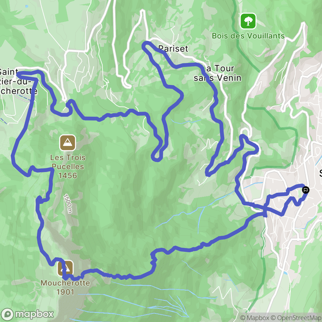 Seyssins : carte du parcours de randonnée - France