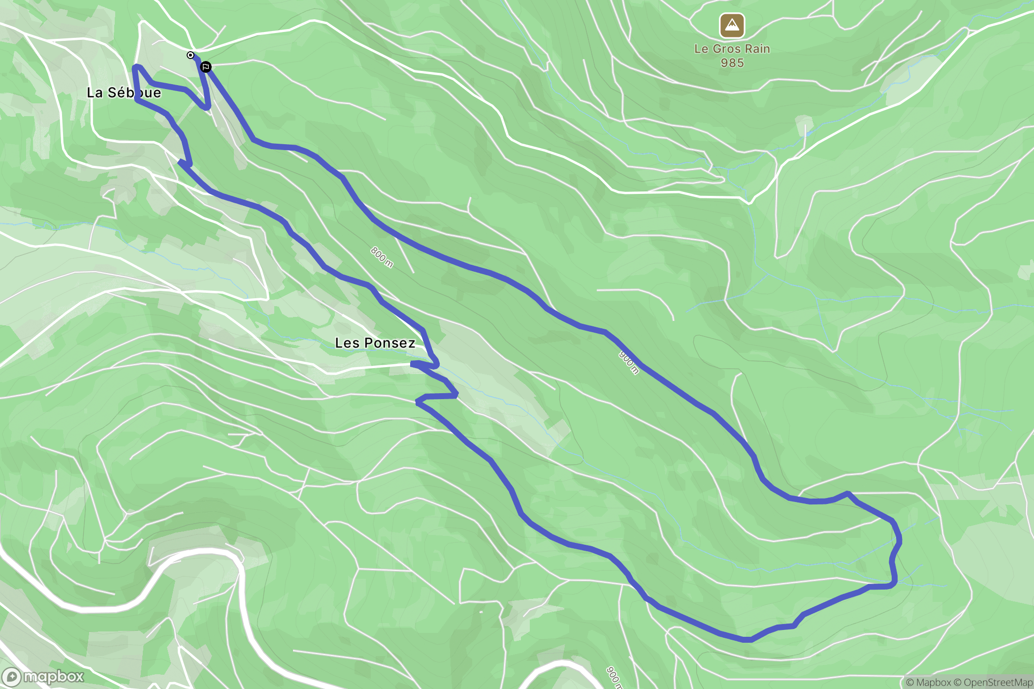 Col de la Séboue, Fraize : carte du parcours de randonnée - France