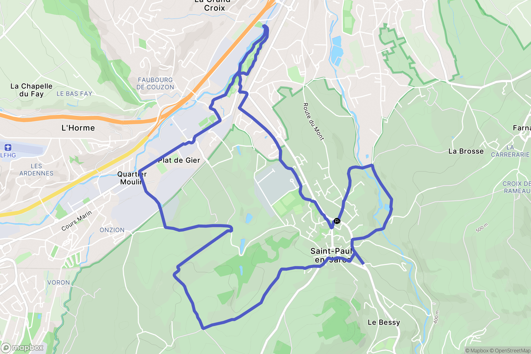 Saint-Paul-en-Jarez : carte du parcours de randonnée - France