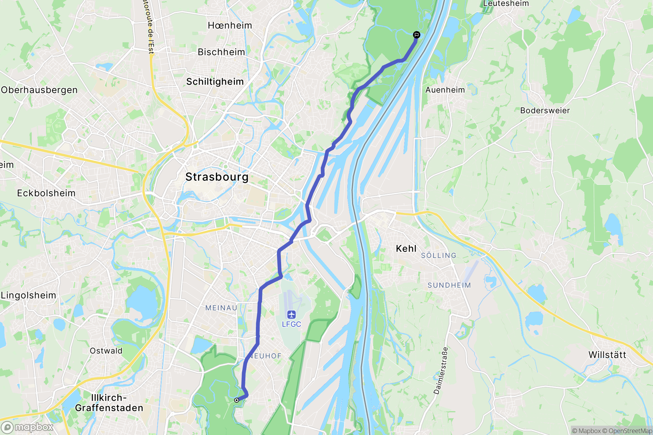 Stockfeld, Strasbourg : carte du parcours de randonnée - France