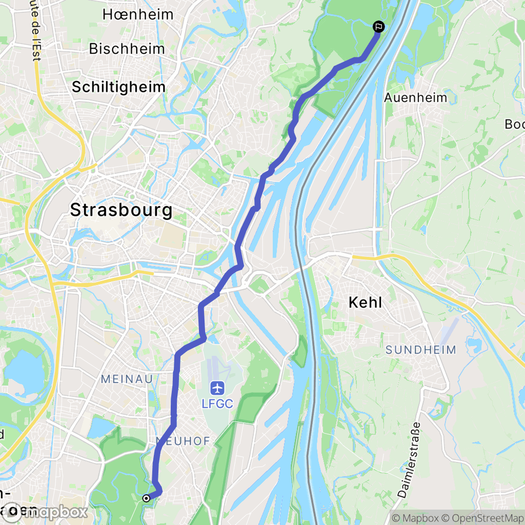 Stockfeld, Strasbourg : carte du parcours de randonnée - France