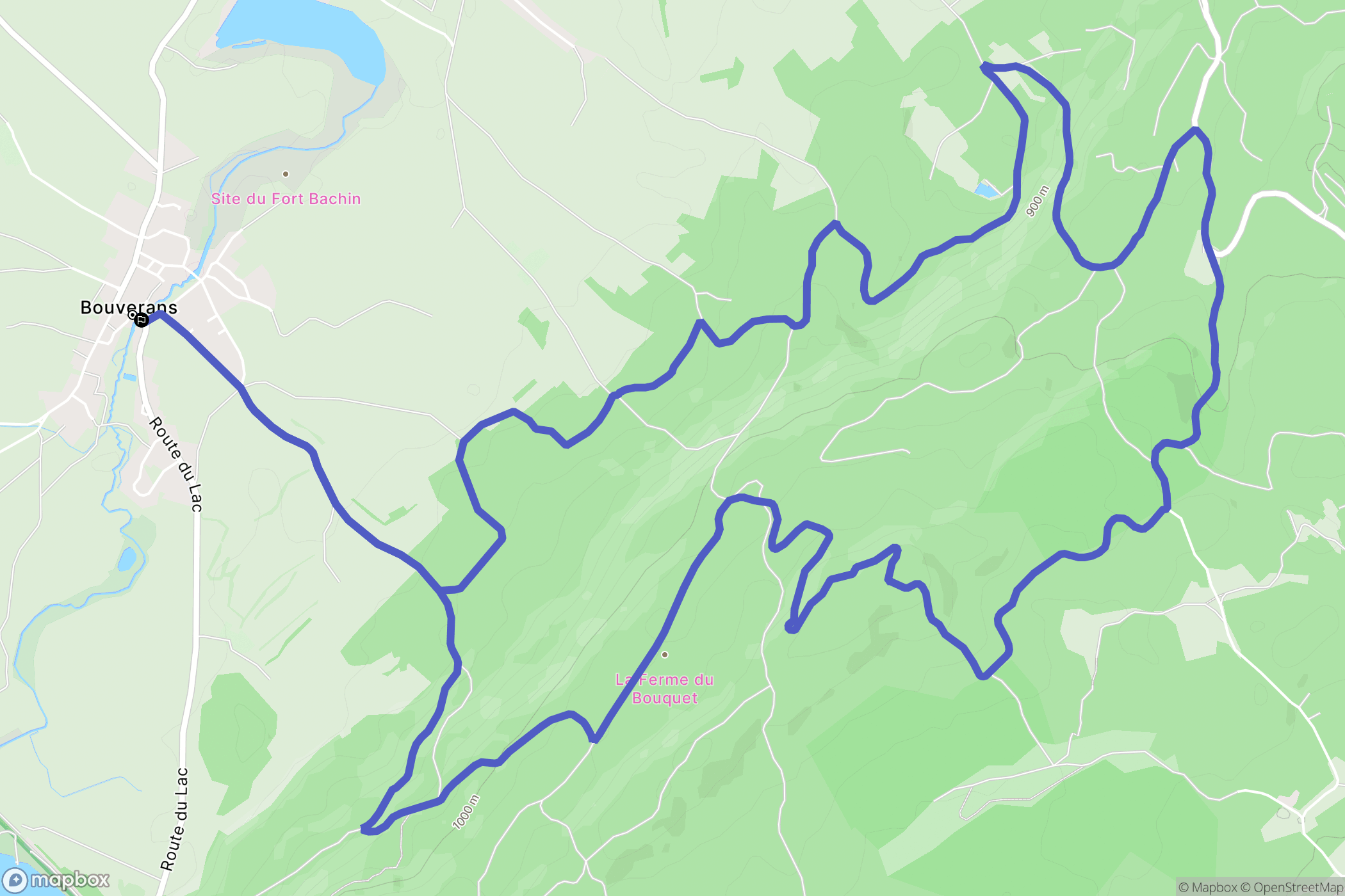 Bouverans : carte du parcours de randonnée - France