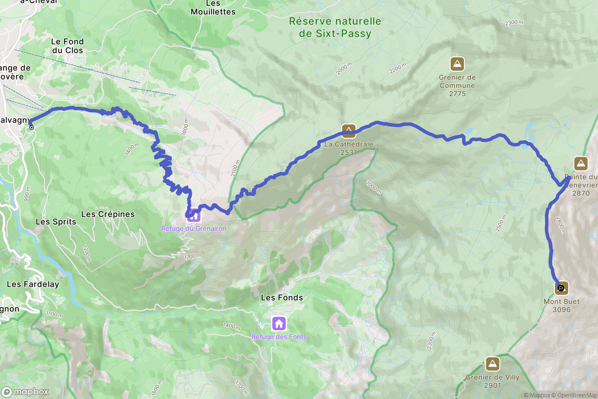 Sixt-Fer-à-Cheval : carte du parcours de randonnée - France