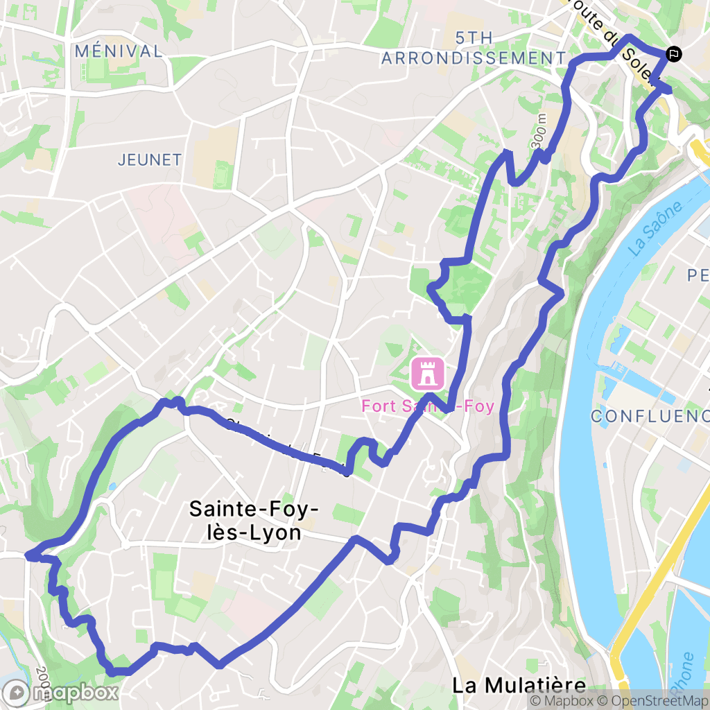 Lyon : carte du parcours de randonnée - France