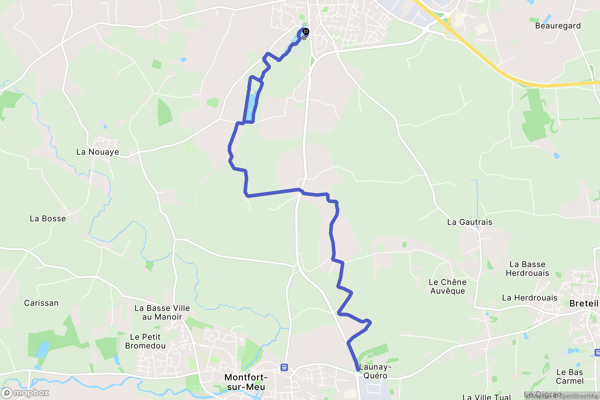 Bédée : carte du parcours de randonnée - France