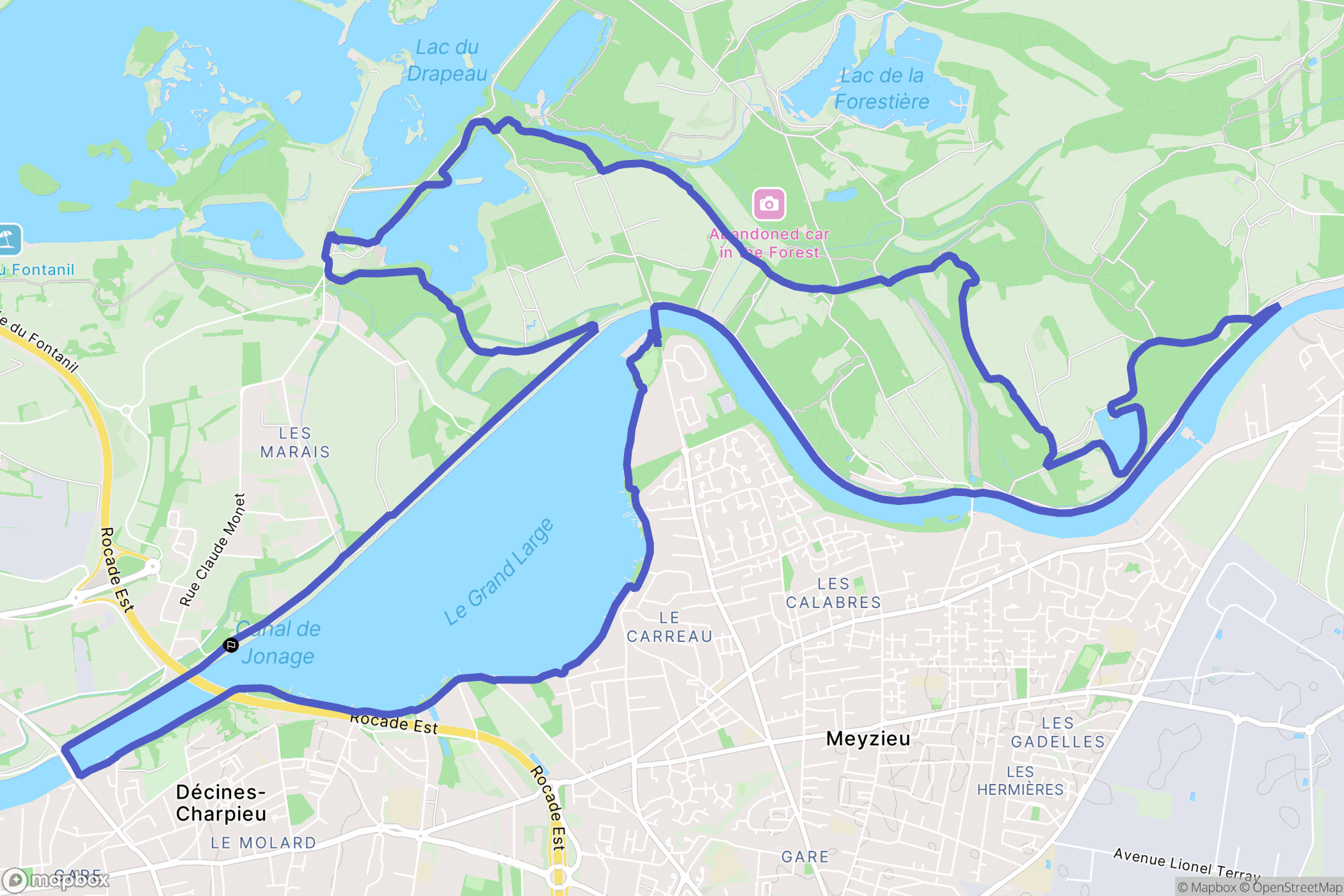Décines-Charpieu : carte du parcours de randonnée - France