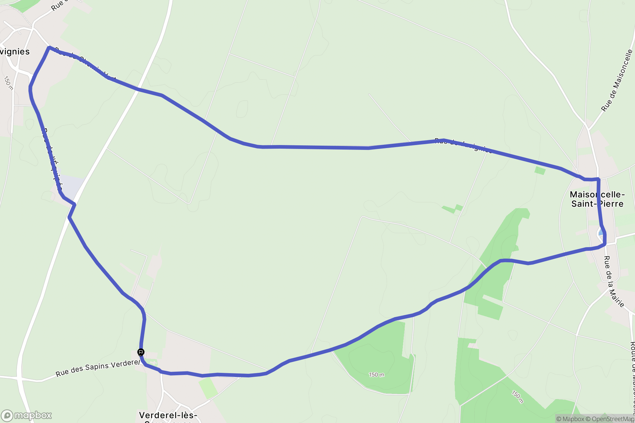 Verderel-lès-Sauqueuse : carte du parcours de randonnée - France