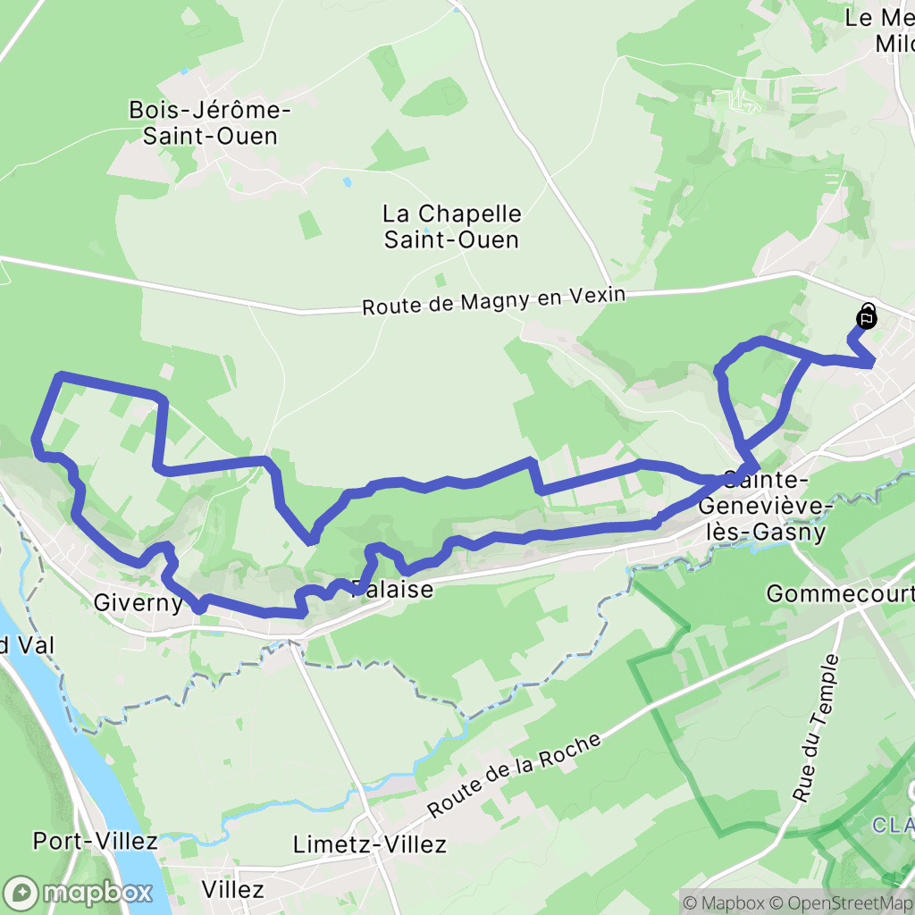 Gasny : carte du parcours de randonnée - France