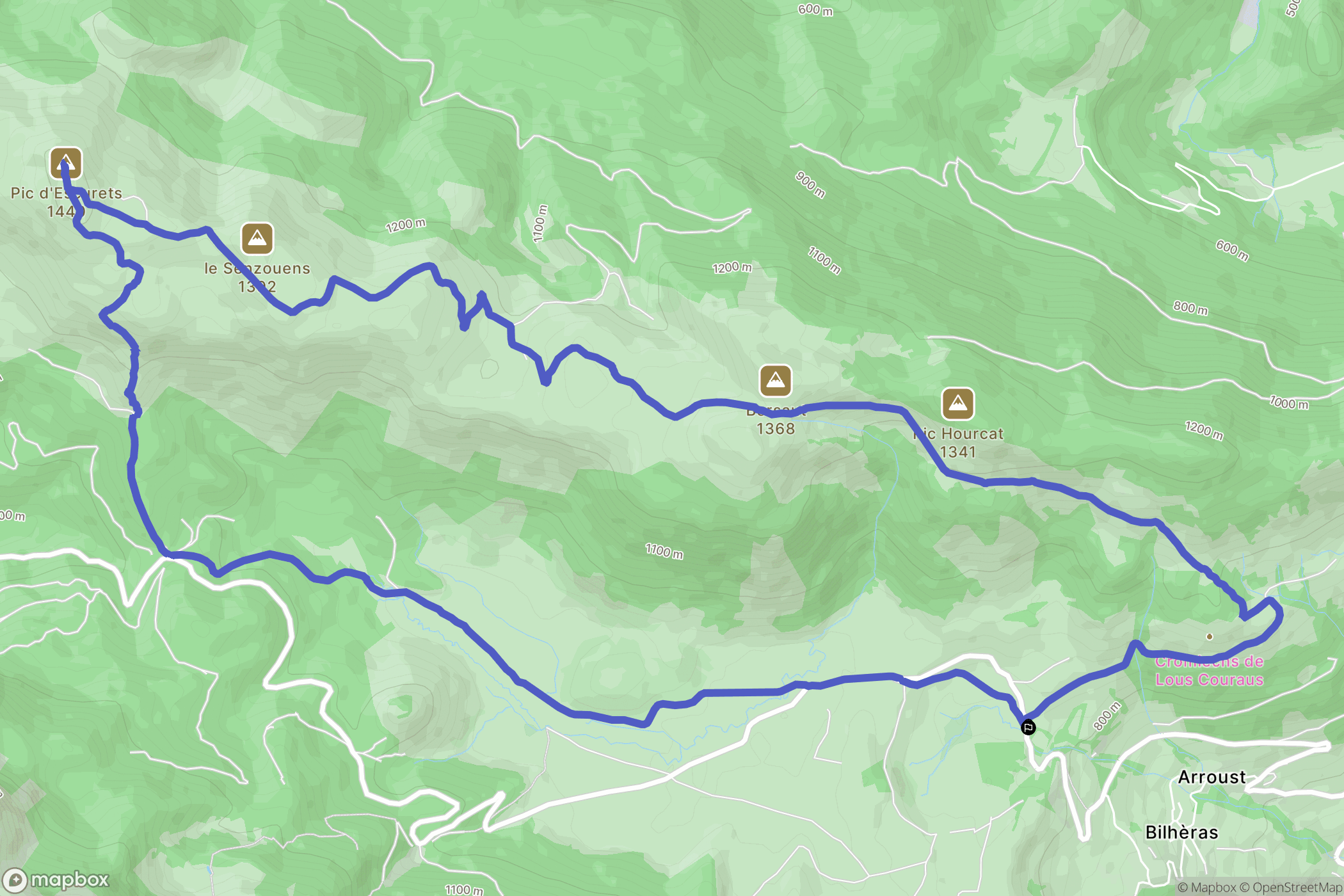 Bilhères : carte du parcours de randonnée - France