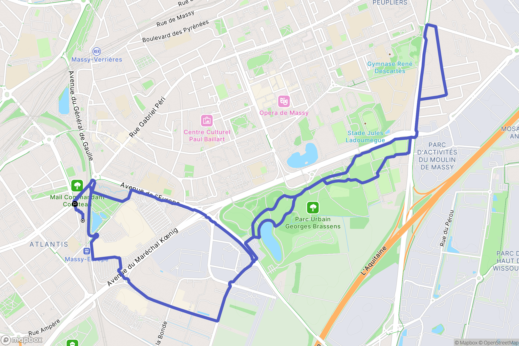 Massy : carte du parcours de randonnée - France