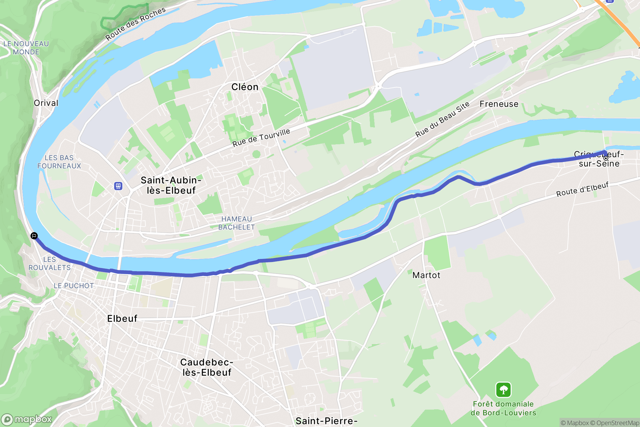 Criquebeuf-sur-Seine : carte du parcours de randonnée - France