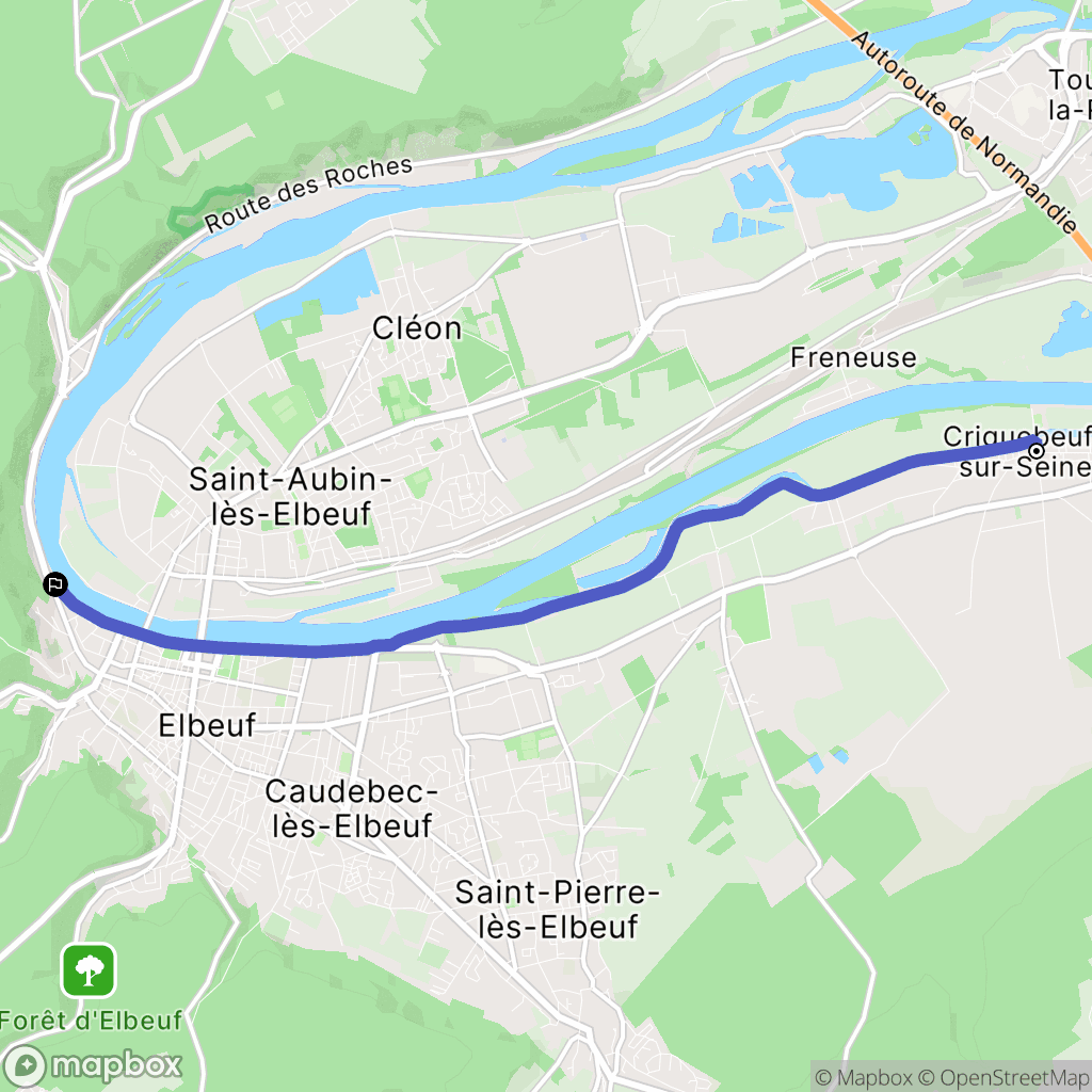 Criquebeuf-sur-Seine : carte du parcours de randonnée - France