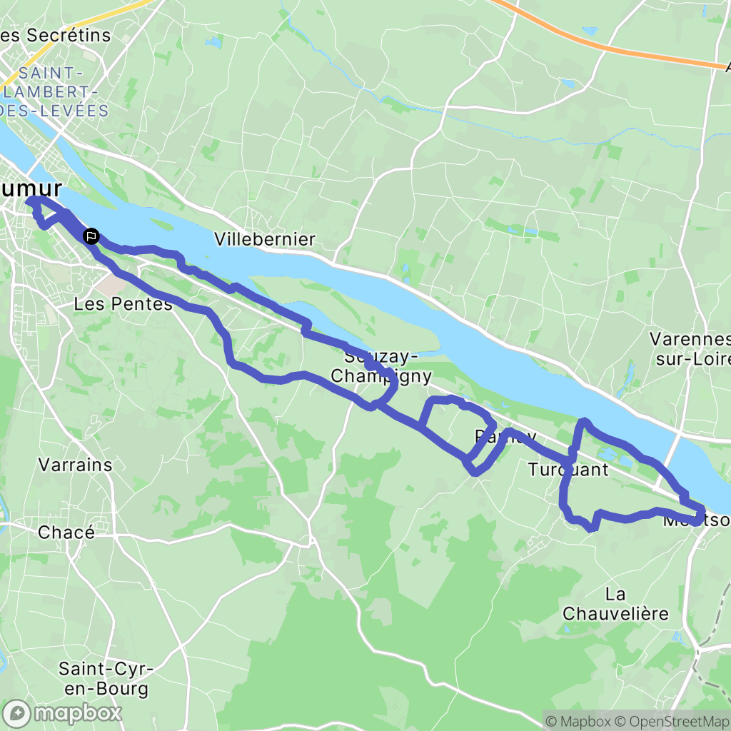 Saumur : carte du parcours de randonnée - France