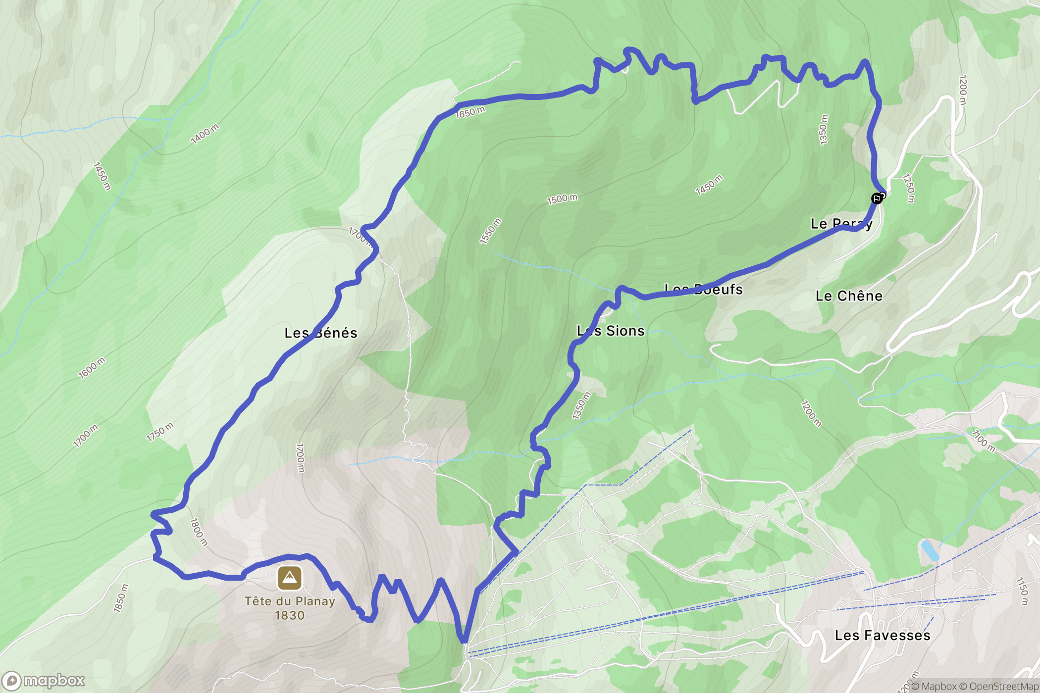 Cordon : carte du parcours de randonnée - France
