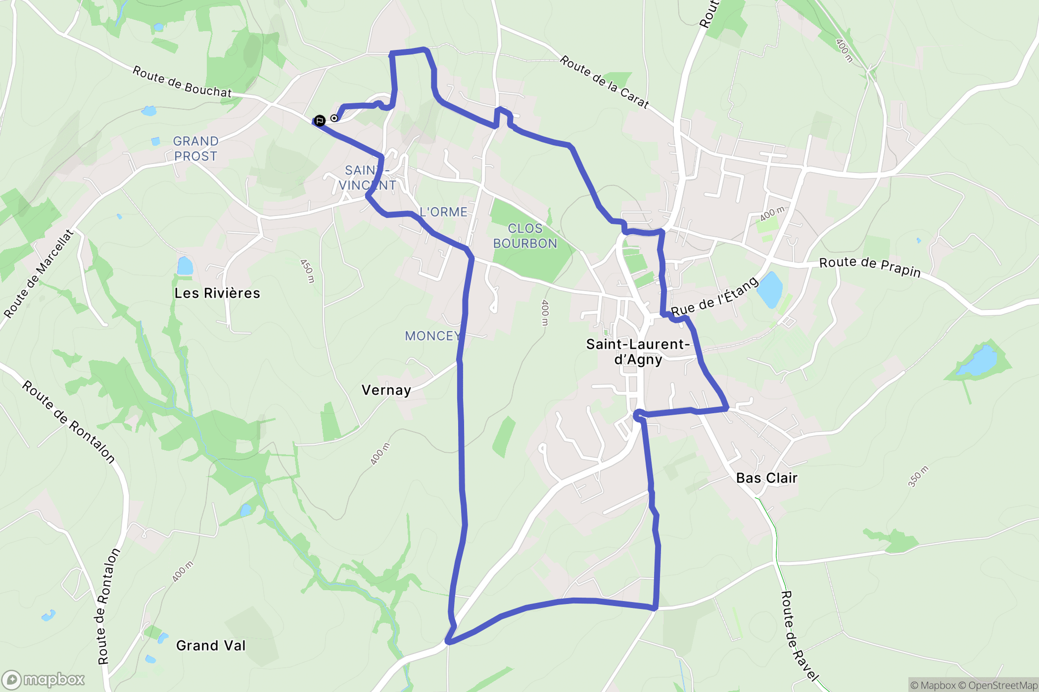 Saint Vincent : carte du parcours de randonnée - France
