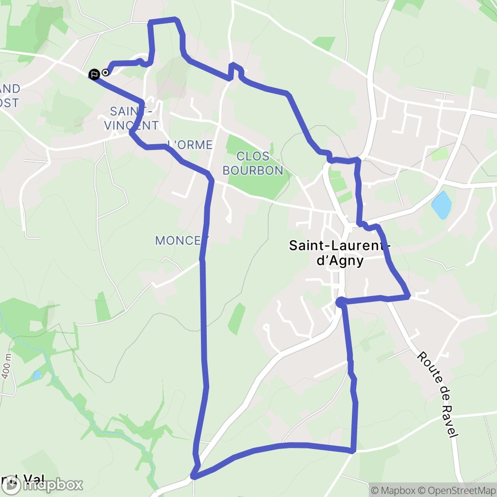 Saint Vincent : carte du parcours de randonnée - France