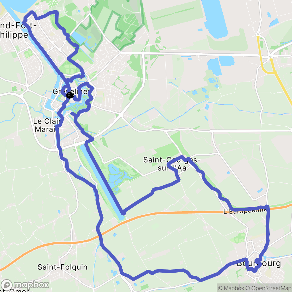 Gravelines : carte du parcours de randonnée - France