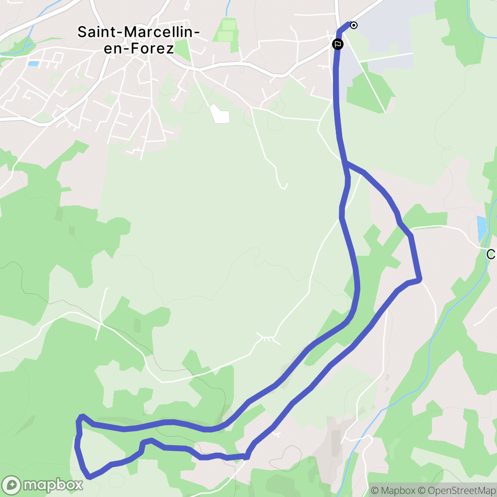 Les Plantées, Saint-Marcellin-en-Forez : carte du parcours de randonnée - France