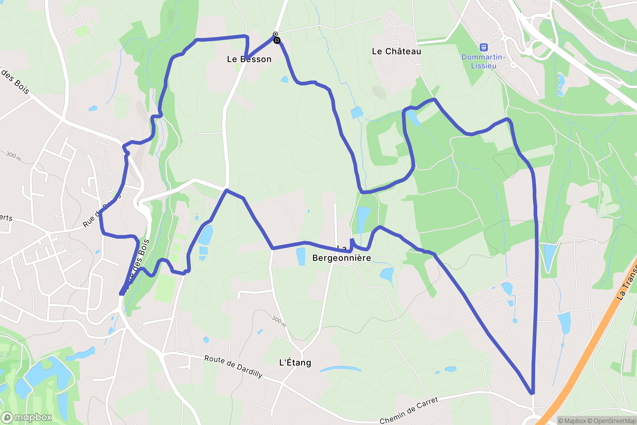 Dommartin : carte du parcours de randonnée - France