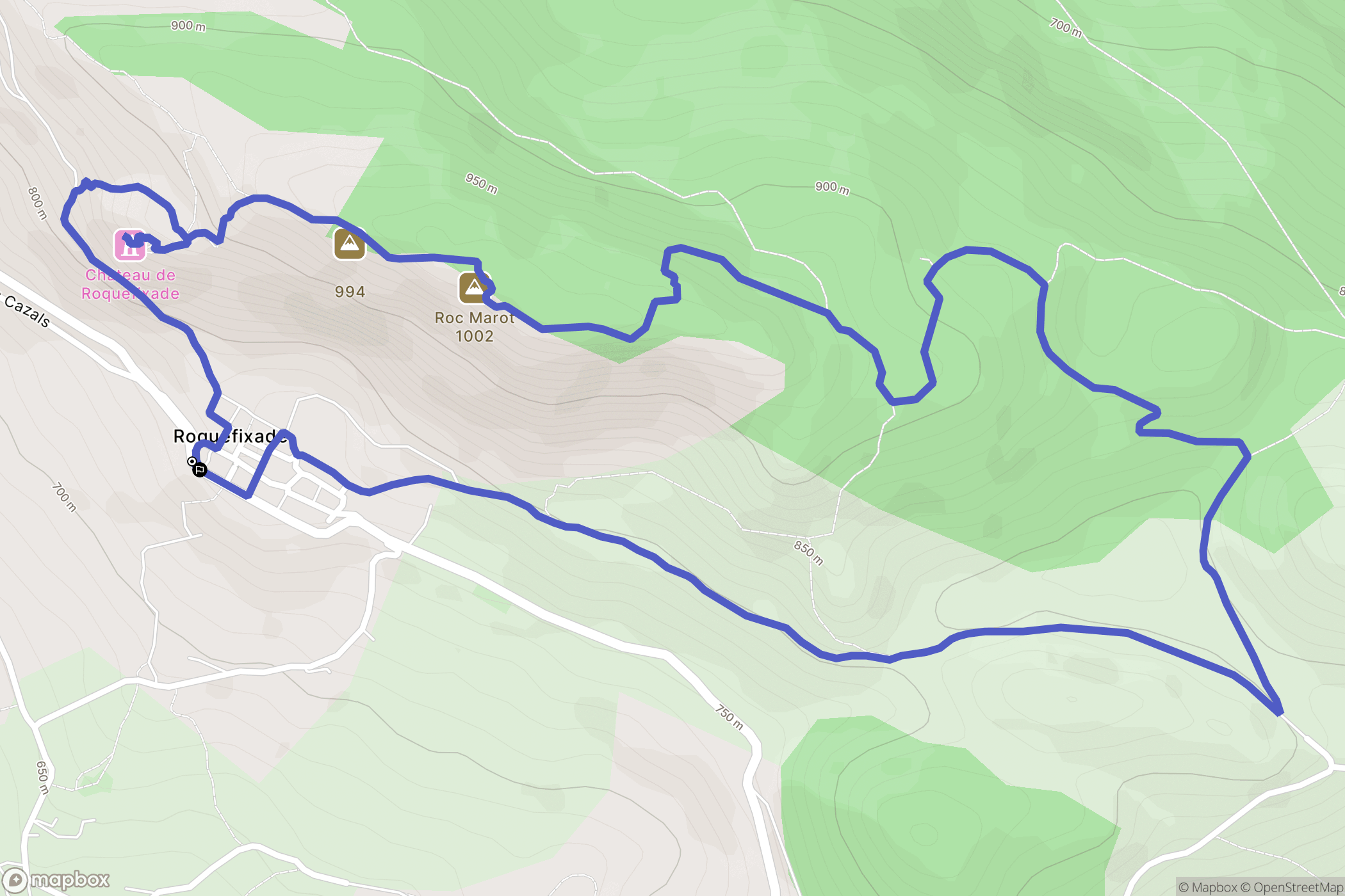 Roquefixade : carte du parcours de randonnée - France
