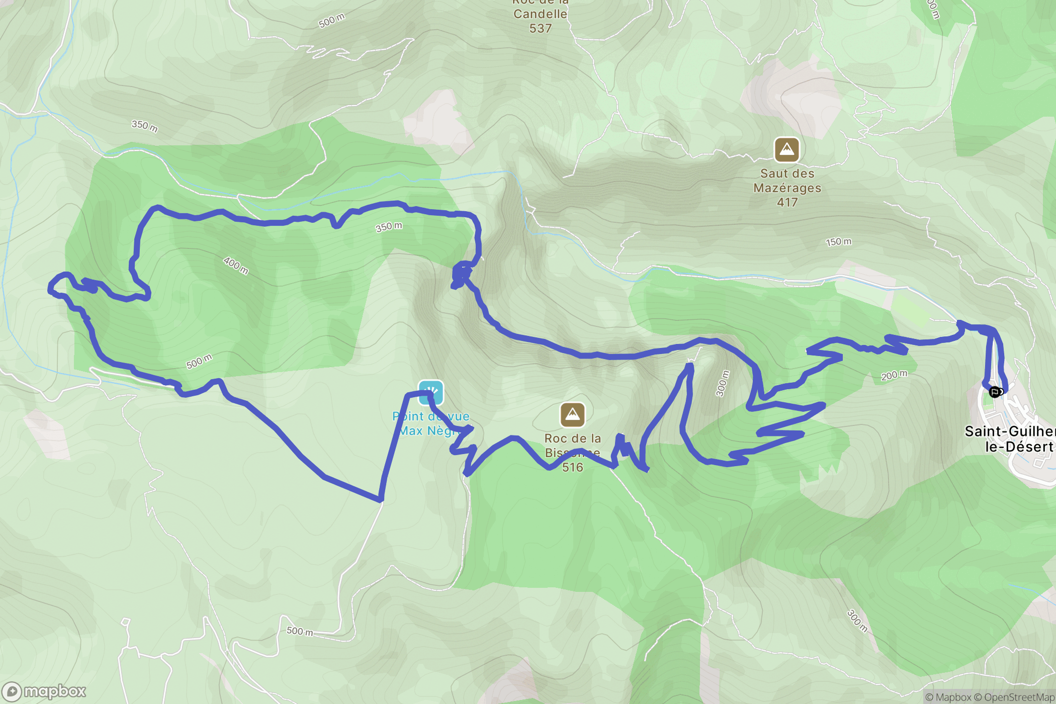 Saint-Guilhem-le-Désert : carte du parcours de randonnée - France