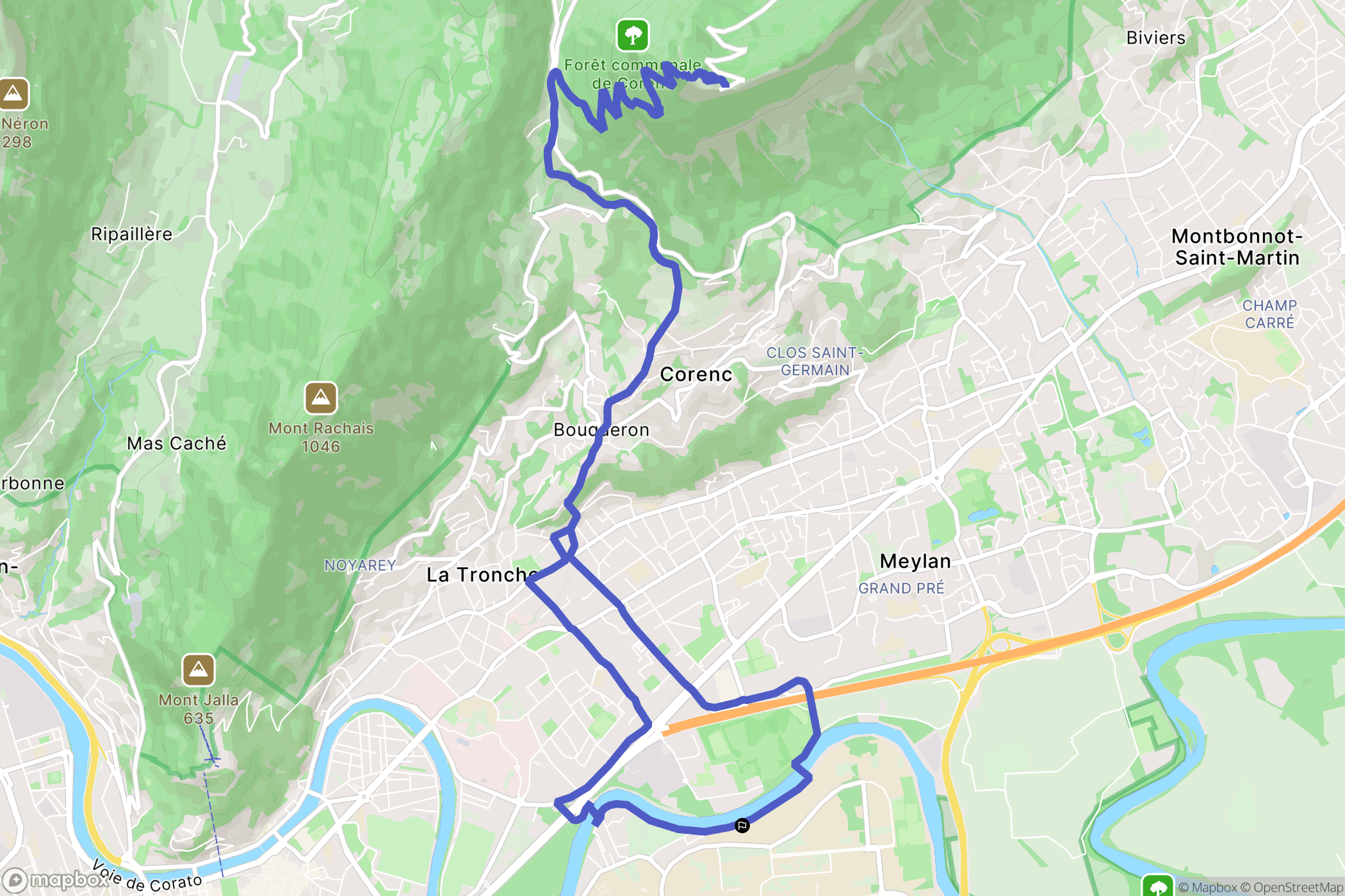 Saint-Martin-d'Hères : carte du parcours de randonnée - France