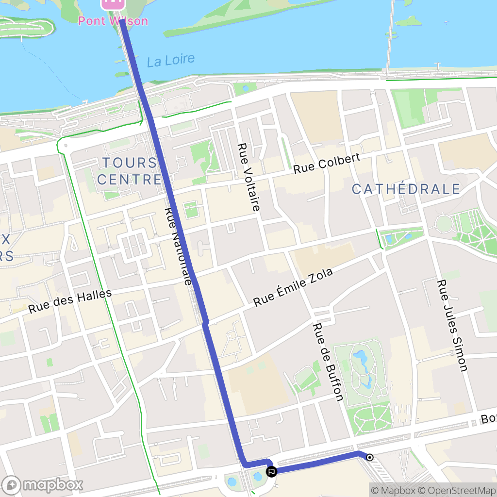 Tours : carte du parcours de randonnée - France